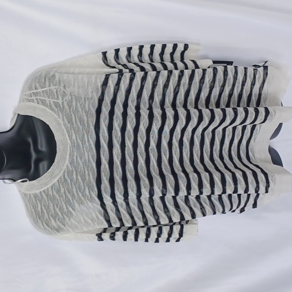 GABBY ISABELLA STRIPED BLACK & CREAM OVERSIZED SHEER SWEATER, Size S - Picture 1 of 6